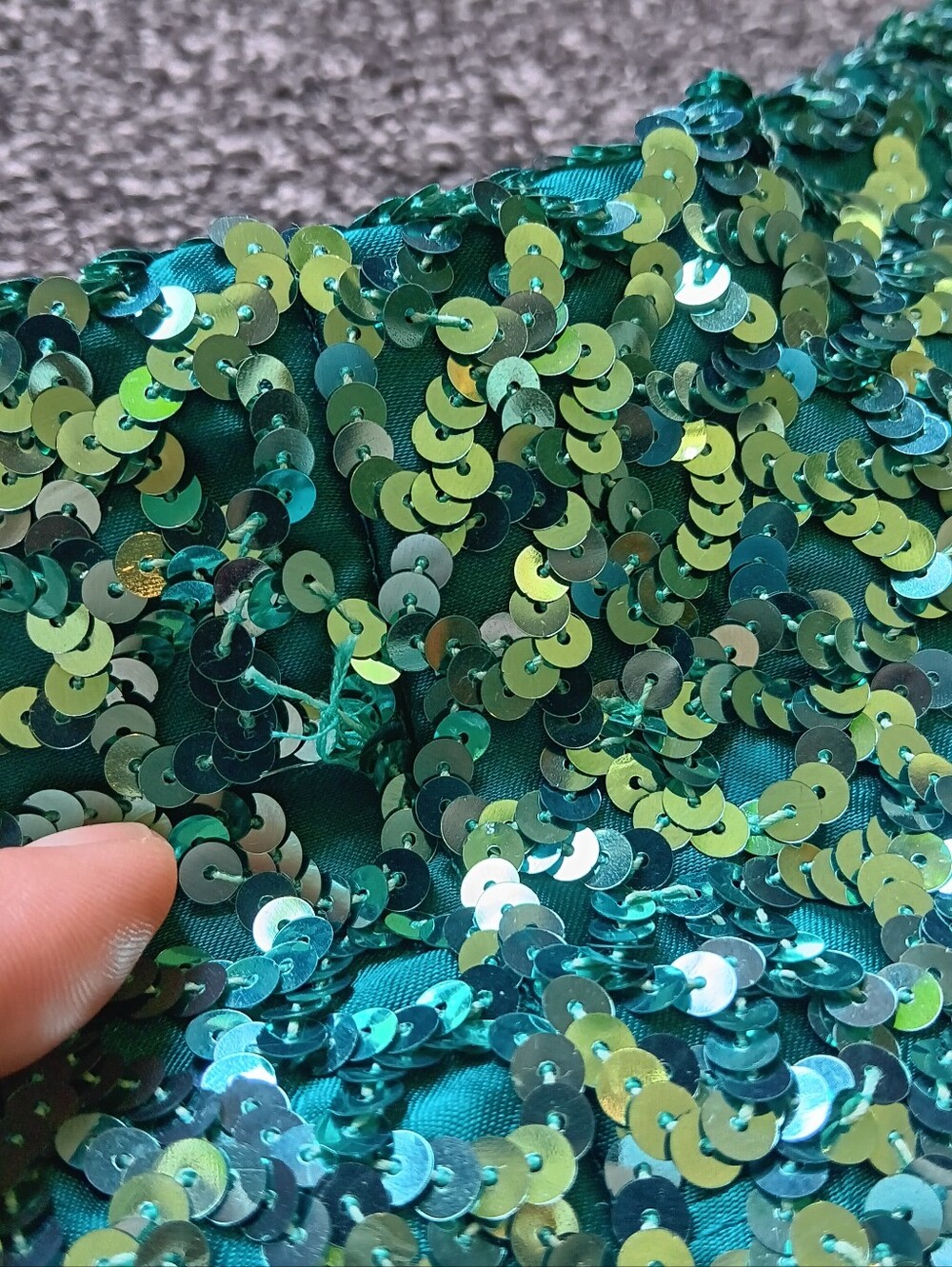 True Vintage Mike Benet Teal Full Sequin Beaded Formal Evening Gown USA, Size 6 - Picture 13 of 16